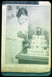 Harriett McAdoo, Decorating cake for Gov. & President
