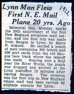 Harry Atwood flew the mail, may 30 june 1, 1912, 1912