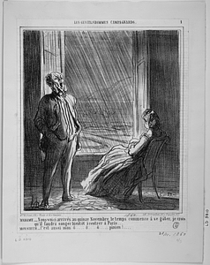 MADAME - Nous voici arrivés au quinze Novembre, le temps commence à se gâter, je crois qu'il faudra songer bientôt à rentrer à Paris... MONSIEUR - C'est aussi mon ô..... ô.... ô...... pinion!....