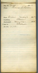 Tewksbury Almshouse Intake Record: O'Brien, Thomas