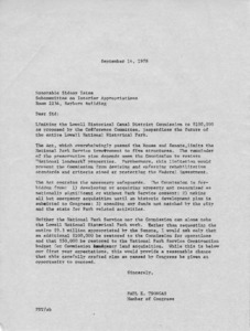 Letter to Sidney Yates from Paul E. Tsongas