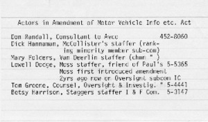Actors in amendment of motor vehicle info etc. act.
