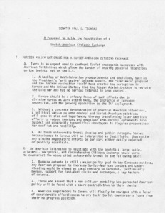 Proposal to guide the negotiation of a Soviet-American Citizens Exchange