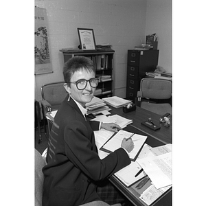 Marilyn A. Cairns, interim vice-provost for undergraduate education sits at her desk