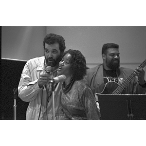 Professor Leonard Brown and vocalist Wanetta Jackson singing together