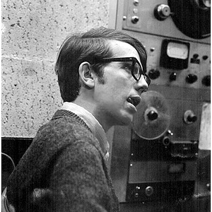 Young man sitting in the WNEU studio