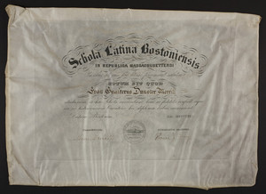 Boston Latin School diploma, 1891