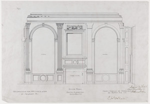 Dining room elevation, south, 3/4 inch scale, residence of E. H. G. Slater, "Hopedene", Newport, R.I., (1898) 1902-3.