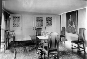 Interior view of Pickering House, dining room table, Salem, Mass., undated