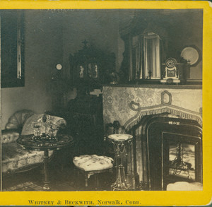 Stereograph of the Gate Lodge, LeGrand Lockwood House, front parlor, Norwalk, Conn., 1868-1870
