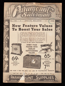 Paramount salesman, special bulletin, no. 178, Paramount Supplies, Adams at Jefferson Street, Chicago, Illinois