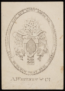15 stars and eagle, ace of spades playing card, A. Whitney & Co., Boston, Mass., ca. 1790