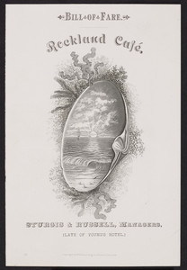 Menu cover for the Rockland Café, location unknown, 1880