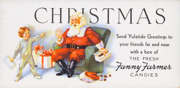 Trade card for Fanny Farmer Christmas candy, undated