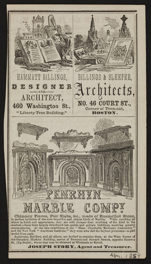 Advertisement for architects, Boston, Mass., 1854