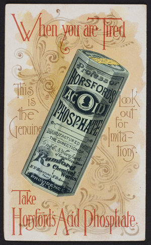 Brochure for Horsford's Acid Phospate, Rumford Chemical Works, 58, 59, & 60 South Water Street, Providence, Rhode Island, 1891