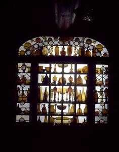 Amber glass window in the Stair Hall, Beauport, Sleeper-McCann House, Gloucester, Mass.