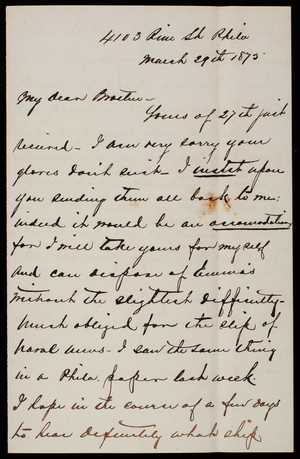 Admiral Silas Casey to Thomas Lincoln Casey, March 29, 1875