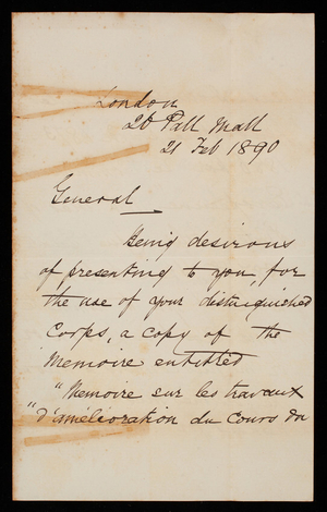 [Charles] Hartley to Thomas Lincoln Casey, February 21, 1890