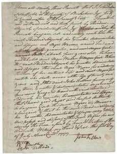 Bill of sale from John Fellows to Theodore Sedgwick for Ton (a slave), 1 July 1777
