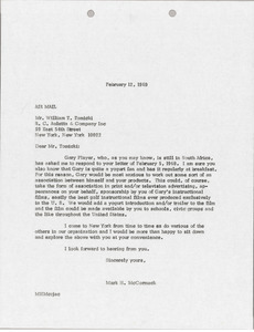 Letter from Mark H. McCormack to William T. Tomicki