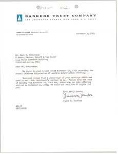 Letter from Bankers Trust Company to Mark H. McCormack