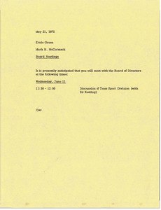 Memorandum from Mark H. McCormack to Ernie Green