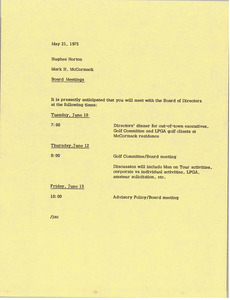 Memorandum from Mark H. McCormack to Hughes Norton