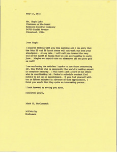 Letter from Mark H. McCormack to Hugh Luke