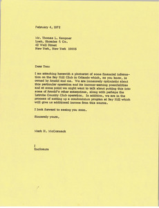 Letter from Mark H. McCormack to Thomas L. Kempner