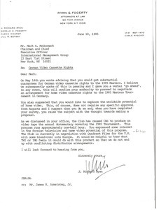 Letter from J. Richard Ryan to Mark H. McCormack