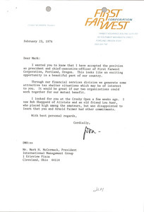 Letter from Donald W. Hansen to Mark H. McCormack