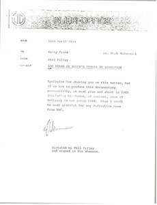 Memorandum from Phil Pilley to Barry Frank