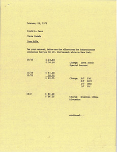 Memorandum from Chris Hatala to David A. Rees