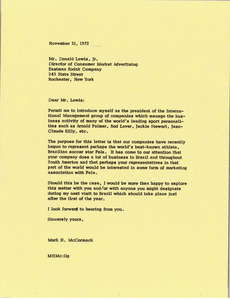 Letter from Mark H. McCormack to Donald Lewis