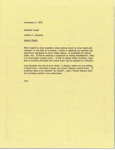 Memorandum from Judith A. Chilcote to Marlene Ungar