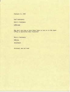 Memorandum from Mark H. McCormack to Saul Schoenberg