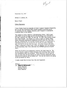 Memorandum from Barry Frank to Arthur J. Lafave