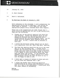 Memorandum from Mark H. McCormack to H. Kent Stanner