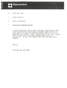 Memorandum from Mark H. McCormack to James Erskine
