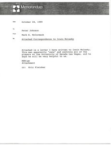 Memorandum from Mark H. McCormack to Peter Johnson