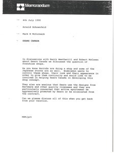 Memorandum from Mark H. McCormack to Arnold Schoenfeld