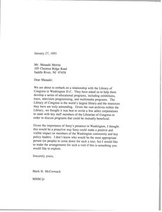 Letter from Mark H. McCormack to Masaaki Morita