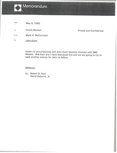 Memorandum from Mark H. McCormack to Chuck Bennett