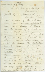 Letter from J. A. Durnham to Joseph Lyman