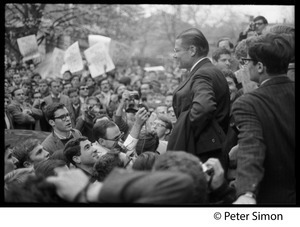 Robert McNamara confronted by antiwar students at Harvard University