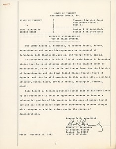 Notice of appearance of out of state counsel