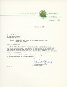 Letter from Jane E. Fitzpatrick to Judi Chamberlin
