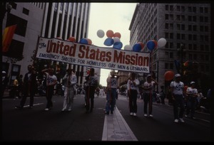 Contingent from United States Mission (Emergency Center for Homeless Gay Men and Lesbians) marching in the San Francisco Pride Parade