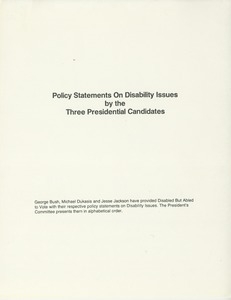Policy statements on disability issues by the three presidential candidates